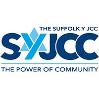 Logo of the Suffolk Y JCC with blue text and a star-like design element.